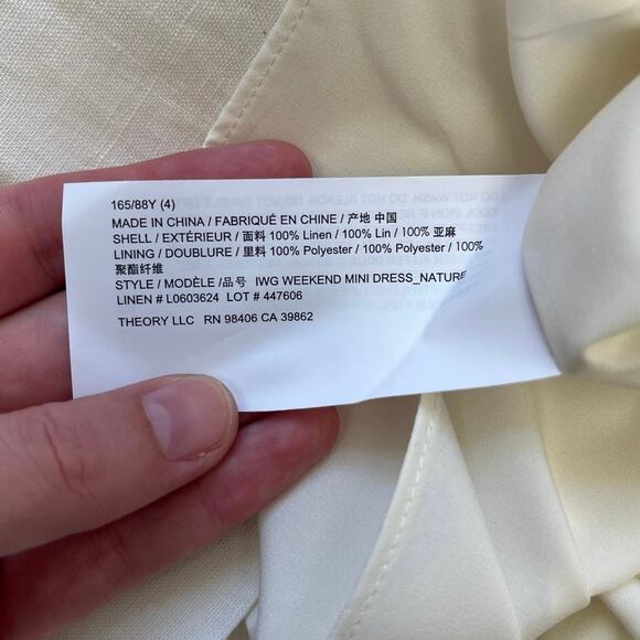 NWT Theory IWG Weekend Square Neck Nature Linen Print Resort Mini Dress - Size 4 - Picture 11 of 13
